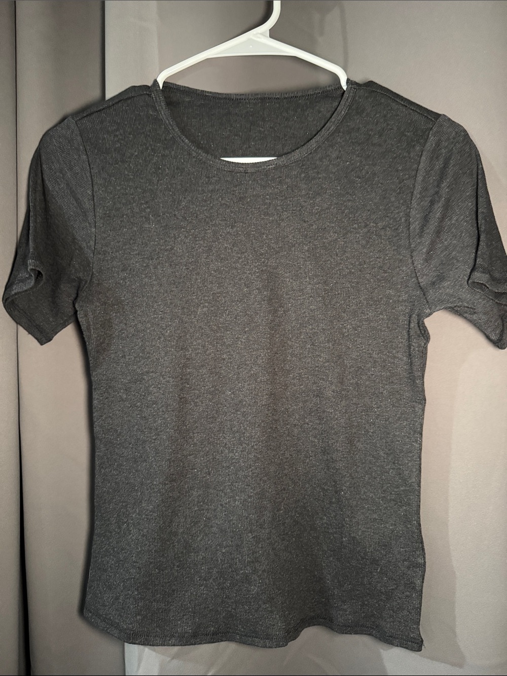GymShark Ribbed Cotton Women's Short Sleeve Tee - Charcoal Gray